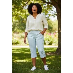 Ruby Rd Woman White Cropped Capri Pants Size 14/16 XL